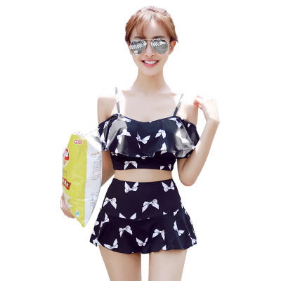 

[Jingdong Supermarket] also Meishan new size split chest swimsuits gather bubble hot springs swimsuit black bowknot M