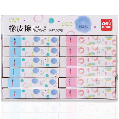 

Deli 7547 student slender white eraser 36 boxed 76 13 11mm piece