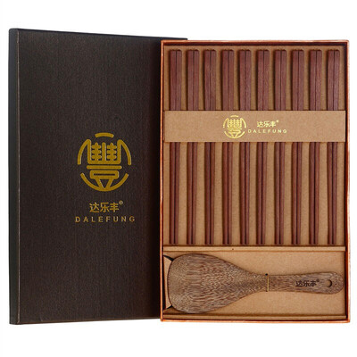 

D'Alefen No Paint Красный сандаловое дерево Китайские палочки для еды Куриные крылышки Деревянные рисовые ложки Посуда Набор подарочной коробки