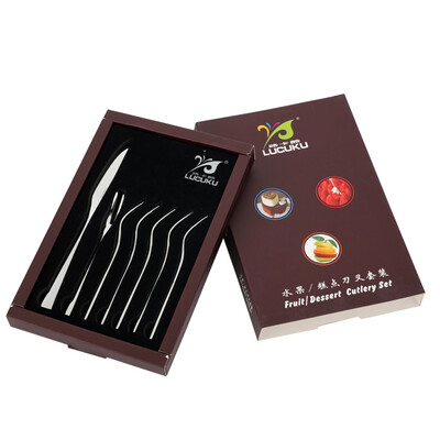

Road card cool (LUCUKU) 304 stainless steel fruit knife food signature heart cake fork fork seven sets