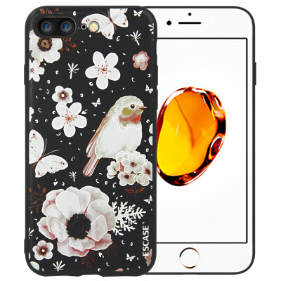 

ESCASE Apple iPhone8 7 Plus Mobile Phone Case Cartoon Illustration Soft Shell Case 55 inch Love Flower&Bird