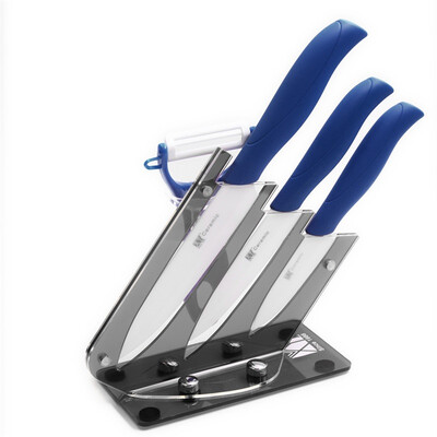 

XYJ Brand Acrylic Knife Stand+ Ceramic Knife+ Pleeler 5pcs Kitchen Knives Set Kitchen Gifts Cooking Tools