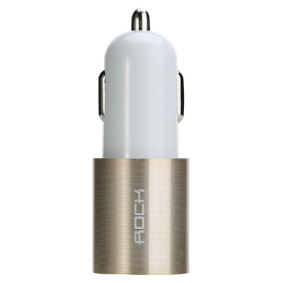 

Rocker (ROCK) Car Charger / Aluminum Dual USB Car Charger Cigarette Lighter One Hew Two USB Car Charger White Gold