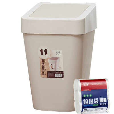 

Sanlou trash cans 11L square plastic trash cans simple flip household hygiene barrels including 90 garbage bags SM-4815