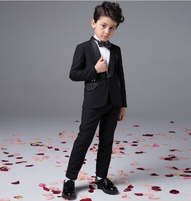 

Boy leisure black suit jacket children 's clothing four piece suit Ring Bearer Suit