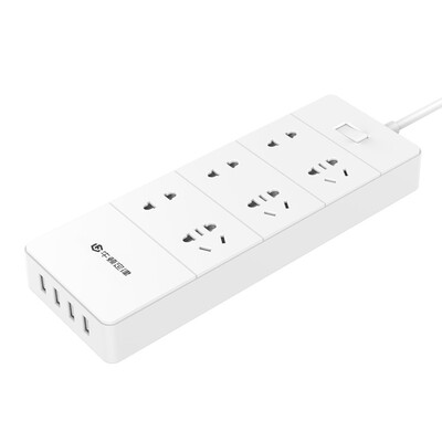 

Newton law NPC-6A4U smart USB socket plug-in board 6-bit 4-port home office charge wiring board row plug lightning protection surge plug 15 meters white