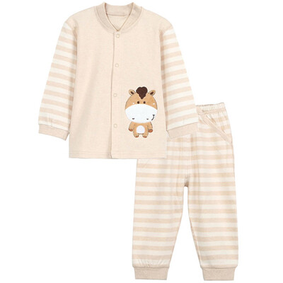

Xin Song baby color cotton cardigan suit newborn spring and autumn color cotton underwear shirt pants suit shallow card its giraffe C286D73