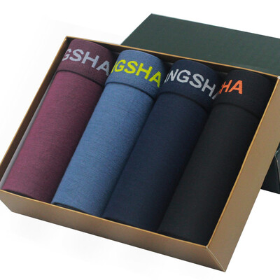 

Langsha мужское белье 4 подарочной коробке мужские липкие волокна плоские брюки напечатаны U лацканы мужские шорты 175 / XL