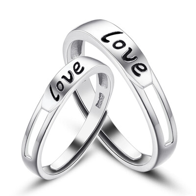 

Maltia 925 Sterling Silver Ring Inlay Cubic Zircon with Letter LOVE Wedding Rings