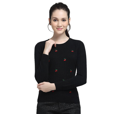 

IDF Eidi Fei 2016 autumn&winter new cherry embroidery was thin women&39s sweater FMT5101C 90 black 170 92A