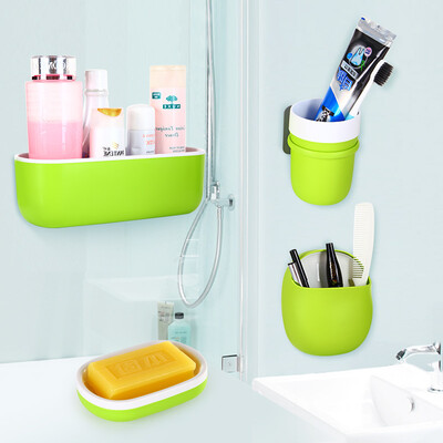 

Jingdong supermarket billion high EKOA rack rack mouthwash cup toothpaste toothbrush holder soap box fashion bathroom 4 sets of apple green