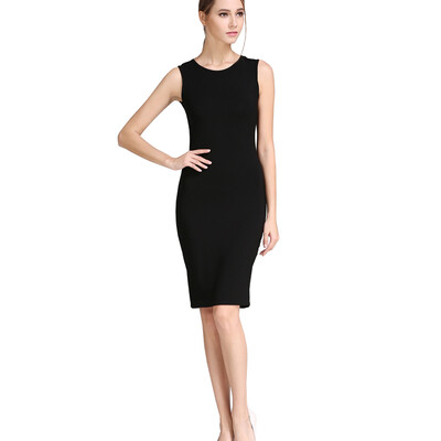 

B&N Women's Sleeveless Basic Tank Midi Dress Beach Slim Fit Stretch Solid Dress
