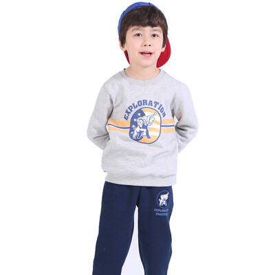 

(KIDS MAM & DAD) boys and girls suits autumn and winter plus velvet thick two-piece long sleeve casual set 60189 fresh yellow 120