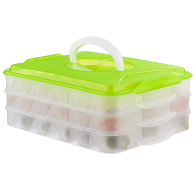 

Arsto Frozen Dumpling Box Fridge Preservation Box Wonton Box Subdivision Dumpling Tray Non-stick Fresh-keeping Box 3-Layer 1 Cover Set
