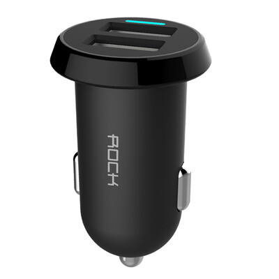 

Rocker (ROCK) Car Charger / Aluminum Dual USB Car Charger Cigarette Lighter One Hew Two USB Car Charger White Gold