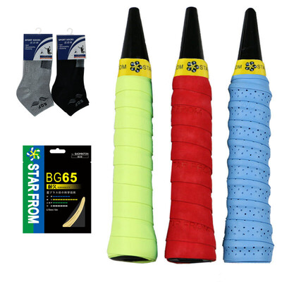 

Star Square Square badminton clams hand polished sandblade keel punch sweat belt sports accessories gift box TW103 including hand plastic 3 sports socks 1 double BG-65 line 1