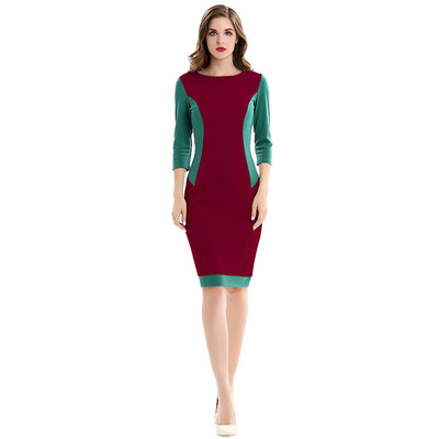 

S-3XL Patchwork Women Dress 2016 Autumn Dress Brand Casual Dress O-Neck 55%Polyester 45%Spandex Vestidos