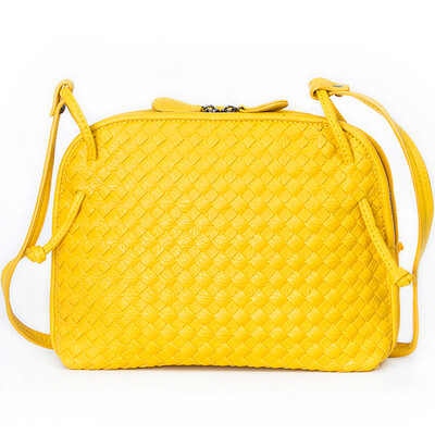 

Bag body (sac maitres) Europe and the United States new shoulder bag ladies bag hand weave Messenger bag fashion casual women double zipper large capacity small bag female 016 blue