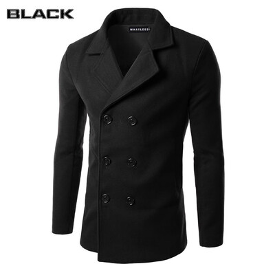 

Winter Windbreaker Men Casual Double breasted Woolen Coat