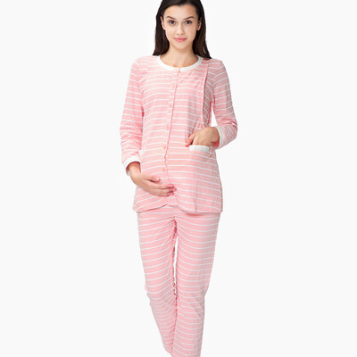 

Love paternity suits clothing maternity pajamas pajamas maternity clothing home clothing suit stripes side open M304 pink