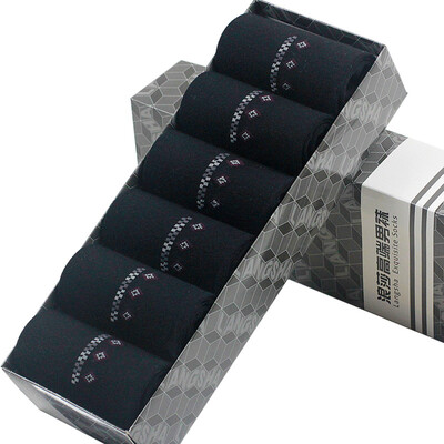 

【Jingdong Supermarket】 Langsha socks cotton socks in the tube men's casual business socks 6 pairs of fine gift box black 2 light white 2 white 2