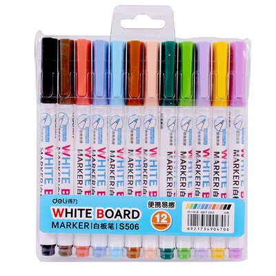 

Deli) S506 12-color single-head mini white pen pen set easy to clean without leaving marks