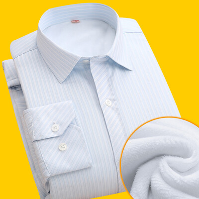 

Пол Пулуо Мэн (Paul promend) теплые рубашки мужчины плюс толстый бархат среднего возраста мужчин с длинными рукавами рубашки M1404 светло-голубой полосой 44