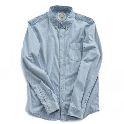 

BIIFREE Men's Clothing Casual Button-Down Shirts 100% COTTON Long Sleeve Cultivate one's morality Retro shirt