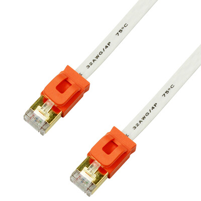 

PowerSync CAT7-GFIMG29 seven types of cable 2 meters Gigabit flat cable shielded gold-plated copper cable lily white