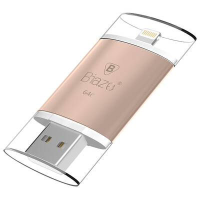 

BIAZE Apple мобильный телефон U диск iPhone компьютер двухцелевой USB-накопитель 64G земли Хао золотой поддержки iPhone8 / X / 7 / 6s / 6Plus / iPad воздуха U3- золото