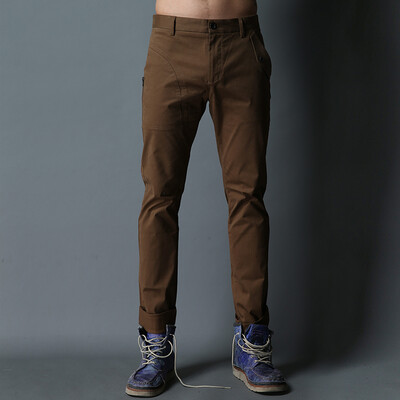 

YOMS Men's Casual Pants Men's Cotton Straight Sports Trousers Woven Single Wear Pure Tide Men's Sports Pants 02266 Deep Yellow L175