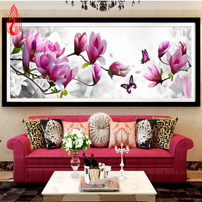 

YGS-78 DIY 5D Diamonds Embroidery Butterflies play Magnolia Round Diamond Painting Cross Stitch Kits Diamond Mosaic Home Decor