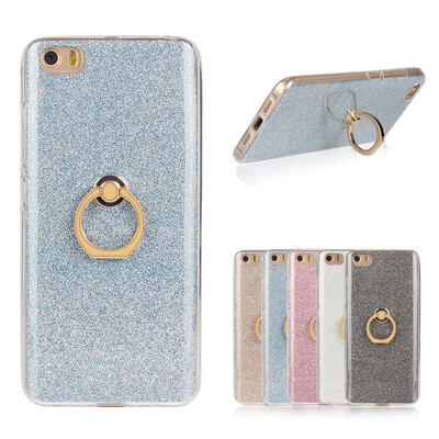 

MOONCASE 2 in 1 Glitter Bling Prints Flexible Soft TPU Protective Case Cover with Ring Holder Kickstand for Xiaomi Mi5 M5