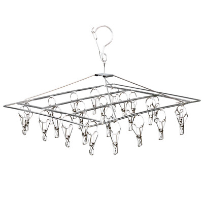 

Pao Yanni Clothes Hanger Rigid Stainless Steel Clothes Clamp Balcony Windproof Multi Clamp Sun Drying Socks Hanger 20 Clip Square Double Sling Clip 37cm * 30cm DQ-9023-10
