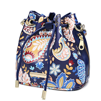 

Venuco original printing female bag Messenger bag bucket bag fashion personality Korean mini bag B144 blue