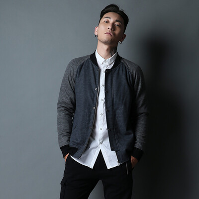 

YOSE Jacket Male Long Sleeve Men Print Men's Fashion Sweater Korean Men's Jacket Men's Monk Collar Jacket Jacket Deep Gray Gray L 175
