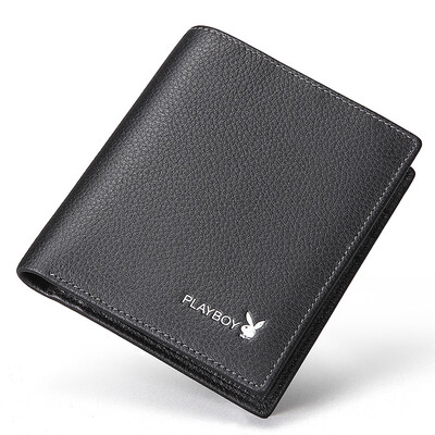 

Playboy playboy wallet male short section sheepskin business simple European&American multi-card men&39s wallet PAA1802-6B black