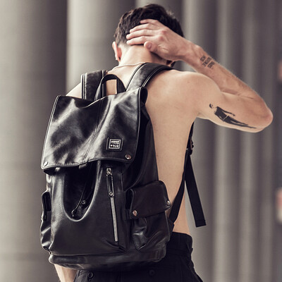 

Herder backpack men&39s fashion trend travel backpack student bag computer bag 156 inch 0902A black
