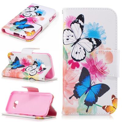 

Two Butterflies Design PU Leather Flip Cover Wallet Card Holder Case for Samsung Galaxy A3 2017
