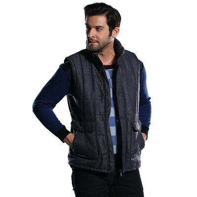 

Heng Yuanxiang warm vest men silk cotton vest can wear thick coat jacket gray 175