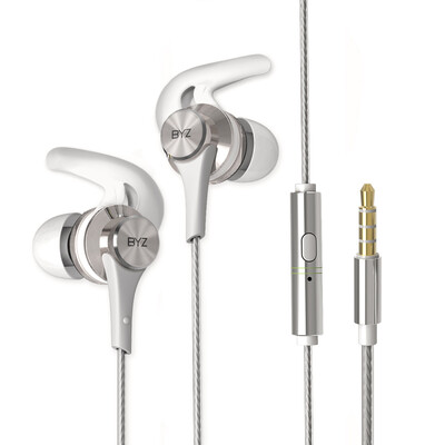 

BYZ Q8 high-fidelity dynamic in-ear style music headphones headset with wheat metal mobile phone headset silver