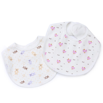 

PurCotton baby bib 30x22 cm*2,pink bear footprints + yellow wave point toys