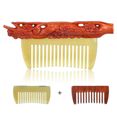 

Yu Mei Honghua rosewood hand carved comb a comb with two teeth creative gift