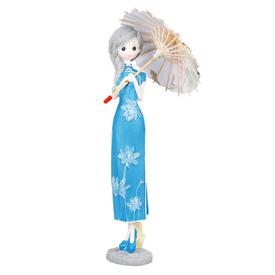 

Flower set cheongsam beautiful handicrafts ornaments brawny umbrella girl Chinese style ornaments living room entrance decorations send girlfriend send friends birthday gifts HS16G01DB navy