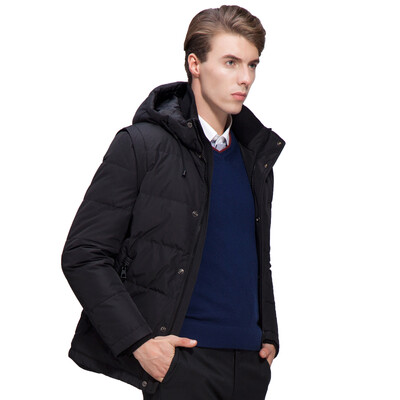 

Pierre cardin 23C3555 men's fashion zipper hat collar collar down jacket black 50 # (175)