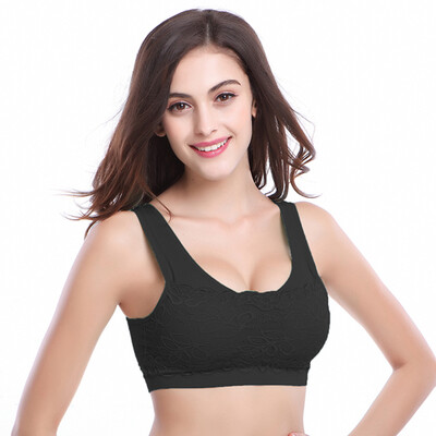

Pandora PLANDOO Seamless Reticty Lace Sports Bra Comfortable Uncoated Bra Underwear Yoga Running Vest Black
