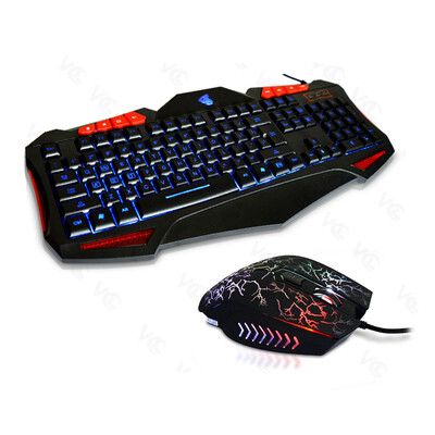 

LED gaming keyboard set USB wired keyboard white keyboard&mouse set computer peripherals