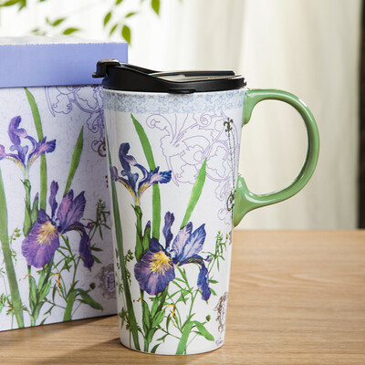 

Evergreen creative mug with lid gift box hand painted couple coffee cup ceramic cup milk cup cup
