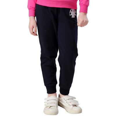 

Xin Song girls hide blue panda patch embroidered leisure sports trousers children spring spring knitted sports pants E010B140 / 58