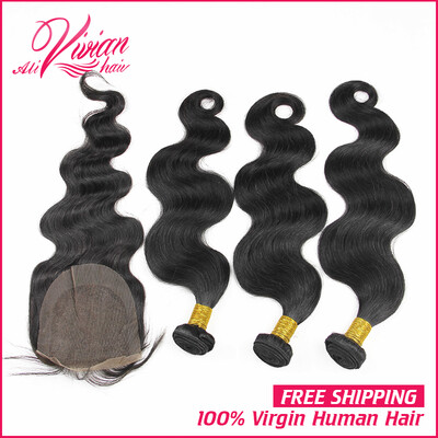 

Peruvian Virgin Hair With Closure 3 Bundles Human Hair Weave With Closure 8A Unprocessed Peruvian Body Wave With Lace Closure